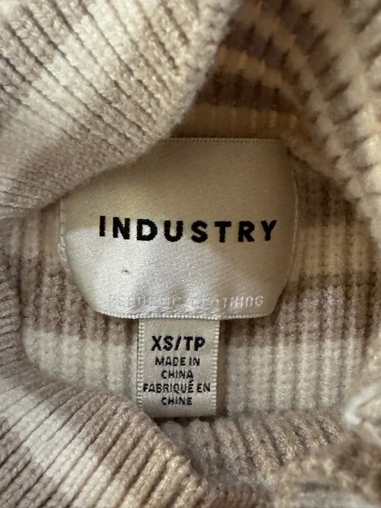 Striped Knit Cowl Neck Sweater in Cream and Taupe - Picture 6 of 8